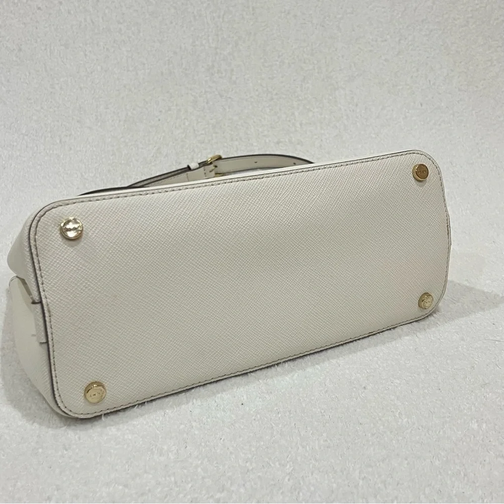 DKNY Ivory Leather Bianca Medium Satchel Bag